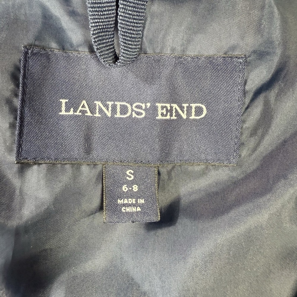 Lands End Jacket Womens Small Blue Hooded Waterproof Lightweight Button Full Zip - Picture 9 of 10